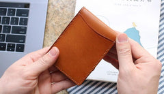 Cool Leather Mens license Wallet Front Pocket Wallets Small License Holder for Men