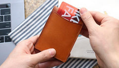 Cool Leather Mens license Wallet Front Pocket Wallets Small License Holder for Men