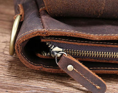Cool Leather Messenger Bag Side Bag Vintage Shoulder Bag For Men