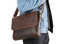 Cool Leather Messenger Bag Side Bag Vintage Shoulder Bag For Men