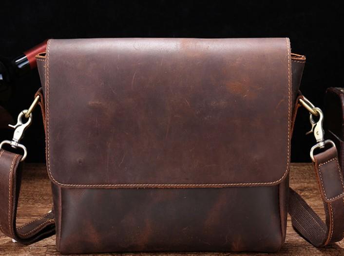 Cool Leather Messenger Bag Side Bag Vintage Shoulder Bag For Men