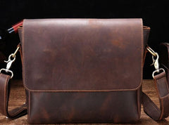 Cool Leather Messenger Bag Side Bag Vintage Shoulder Bag For Men