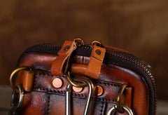 Cool Leather Tan Belt Waist Bag Belt Pouch for Men Mini Shoulder Bag For Men