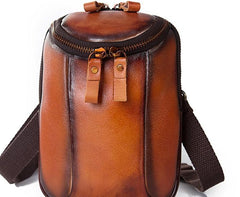 Cool Leather Tan Belt Waist Bag Belt Pouch for Men Mini Shoulder Bag For Men