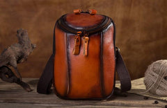 Cool Leather Tan Belt Waist Bag Belt Pouch for Men Mini Shoulder Bag For Men