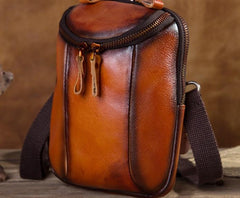 Cool Leather Tan Belt Waist Bag Belt Pouch for Men Mini Shoulder Bag For Men