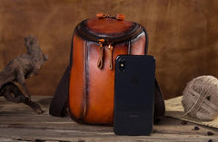 Cool Leather Tan Belt Waist Bag Belt Pouch for Men Mini Shoulder Bag For Men