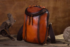 Cool Leather Tan Belt Waist Bag Belt Pouch for Men Mini Shoulder Bag For Men