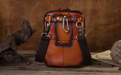 Cool Leather Tan Belt Waist Bag Belt Pouch for Men Mini Shoulder Bag For Men