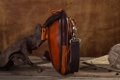 Cool Leather Tan Belt Waist Bag Belt Pouch for Men Mini Shoulder Bag For Men