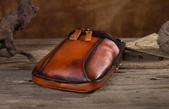 Cool Leather Tan Belt Waist Bag Belt Pouch for Men Mini Shoulder Bag For Men