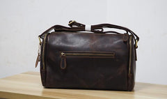 Cool Leather Small Mens Barrel Side Bag Bucket Shoulder Bag Messenger Bag for Men