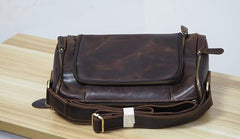 Cool Leather Small Mens Barrel Side Bag Bucket Shoulder Bag Messenger Bag for Men