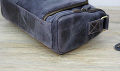 Cool Leather Small Mens Barrel Side Bag Bucket Shoulder Bag Messenger Bag for Men