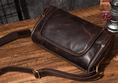 Cool Leather Small Mens Barrel Side Bag Bucket Shoulder Bag Messenger Bag for Men