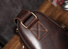 Cool Leather Small Mens Barrel Side Bag Bucket Shoulder Bag Messenger Bag for Men