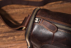 Cool Leather Small Mens Barrel Side Bag Bucket Shoulder Bag Messenger Bag for Men