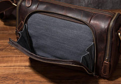 Cool Leather Small Mens Barrel Side Bag Bucket Shoulder Bag Messenger Bag for Men