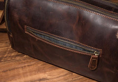 Cool Leather Small Mens Barrel Side Bag Bucket Shoulder Bag Messenger Bag for Men