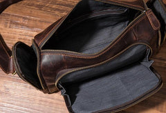 Cool Leather Small Mens Barrel Side Bag Bucket Shoulder Bag Messenger Bag for Men