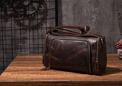 Cool Leather Small Mens Barrel Side Bag Bucket Shoulder Bag Messenger Bag for Men