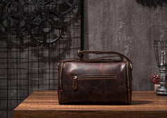 Cool Leather Small Mens Barrel Side Bag Bucket Shoulder Bag Messenger Bag for Men