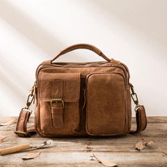 Cool Leather Small Mens Messenger Bags Small Shoulder Bags  for Men