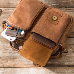 Cool Leather Small Mens Messenger Bags Small Shoulder Bags  for Men