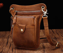 Cool Leather Small Side Bag Messenger Bag Waist Bag Small Shoulder Bag For Men