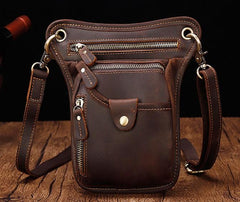 Cool Leather Small Side Bag Messenger Bag Waist Bag Small Shoulder Bag For Men
