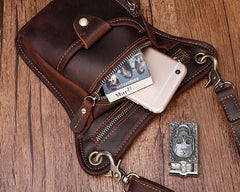 Cool Leather Small Side Bag Messenger Bag Waist Bag Small Shoulder Bag For Men