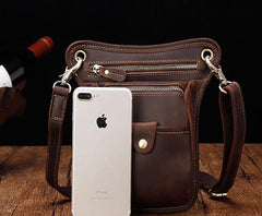 Cool Leather Small Side Bag Messenger Bag Waist Bag Small Shoulder Bag For Men