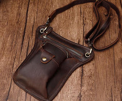 Cool Leather Small Side Bag Messenger Bag Waist Bag Small Shoulder Bag For Men