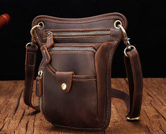 Cool Leather Small Side Bag Messenger Bag Waist Bag Small Shoulder Bag For Men