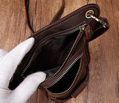 Cool Leather Small Side Bag Messenger Bag Waist Bag Small Shoulder Bag For Men