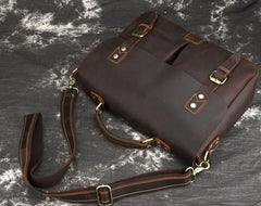 Cool Leather Mens Vintage Briefcases Work Bag Business Bag Handbag Laptop Bag For Men