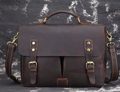 Cool Leather Mens Vintage Briefcases Work Bag Business Bag Handbag Laptop Bag For Men