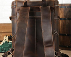 Cool Leather Vintage Dark Brown Mens 16inch Laptop Backpacks Vintage School Backpack Travel Backpack Bags for Men