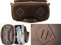 Cool Leather Vintage Dark Brown Mens 16inch Laptop Backpacks Vintage School Backpack Travel Backpack Bags for Men