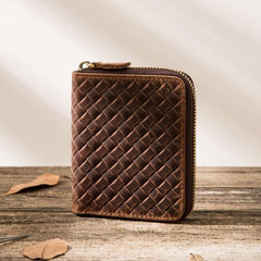 Cool Leather Vintage Mens Small Wallets Zipper billfold Wallets for Men