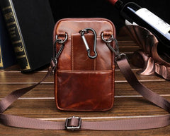 Cool Leather Mens Vintage Small Side Bag Belt Pouch Waist Bag For Men