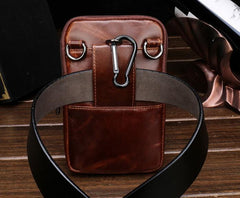Cool Leather Mens Vintage Small Side Bag Belt Pouch Waist Bag For Men