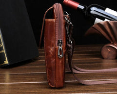 Cool Leather Mens Vintage Small Side Bag Belt Pouch Waist Bag For Men