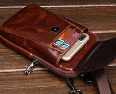Cool Leather Mens Vintage Small Side Bag Belt Pouch Waist Bag For Men