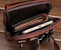 Cool Leather Mens Vintage Small Side Bag Belt Pouch Waist Bag For Men