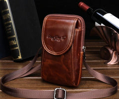 Cool Leather Mens Vintage Small Side Bag Belt Pouch Waist Bag For Men