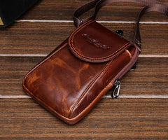 Cool Leather Mens Vintage Small Side Bag Belt Pouch Waist Bag For Men