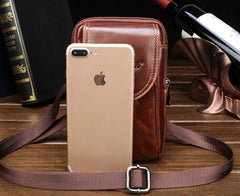 Cool Leather Mens Vintage Small Side Bag Belt Pouch Waist Bag For Men
