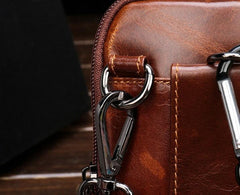 Cool Leather Mens Vintage Small Side Bag Belt Pouch Waist Bag For Men