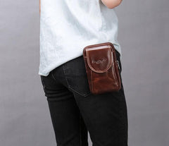 Cool Leather Mens Vintage Small Side Bag Belt Pouch Waist Bag For Men